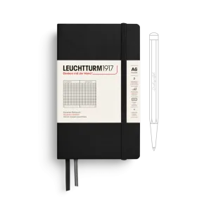 Notebook Pocket (A6), Hardcover, 187 numbered pages, Black,  squared