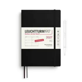 Weekly Planner Medium (A5) 2027, Softcover, Black, German